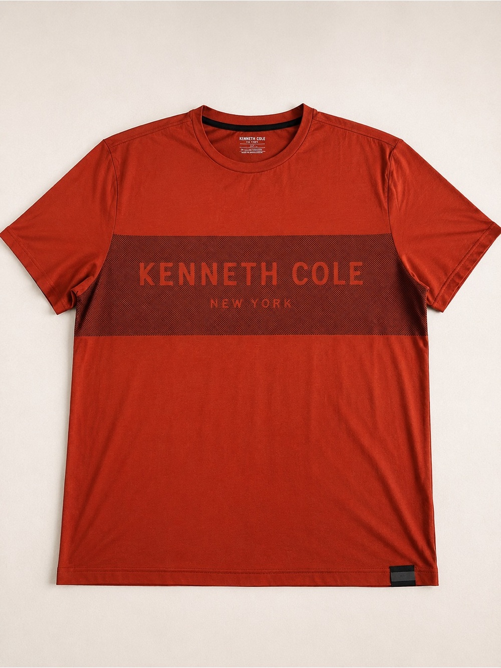 Kenneth Cole Rust Orange Crew Neck Logo Tee